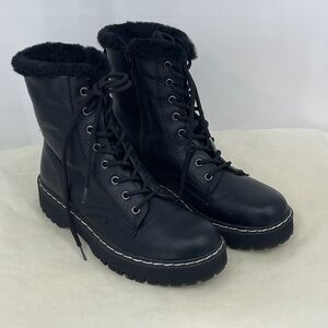 SINCERELY JULES Black Faux Fur Lined Combat Boots WOMENS 7.5M